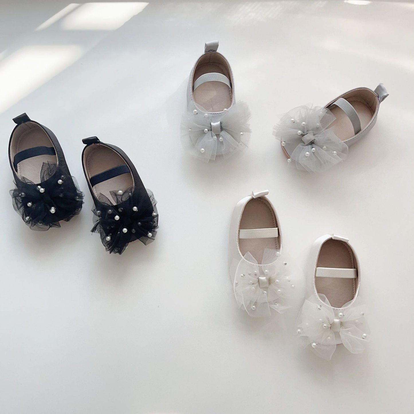 Spring and Summer Baby Girl Fashion Beaded Tulle Patchwork Toddler Soft-Sole Anti-slip Walking Shoes-0