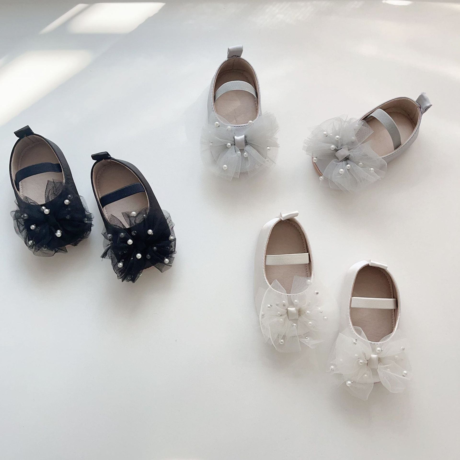 Spring and Summer Baby Girl Fashion Beaded Tulle Patchwork Toddler Soft-Sole Anti-slip Walking Shoes-0