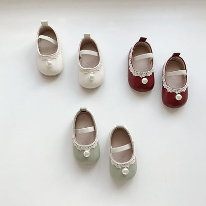 Spring and Summer Baby Girl Fashion Beaded Toddler Soft-Sole Anti-slip Walking Shoes-0