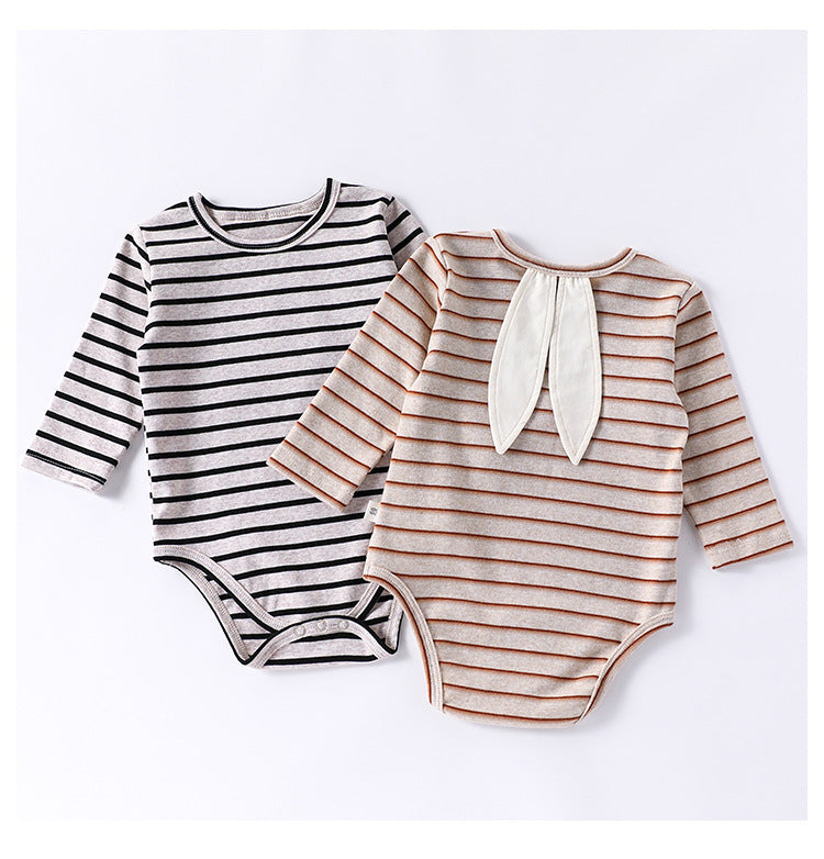Autumn Arrival Baby Unisex Long Sleeves Color Patchwork Striped bodysuit Bodysuits-0