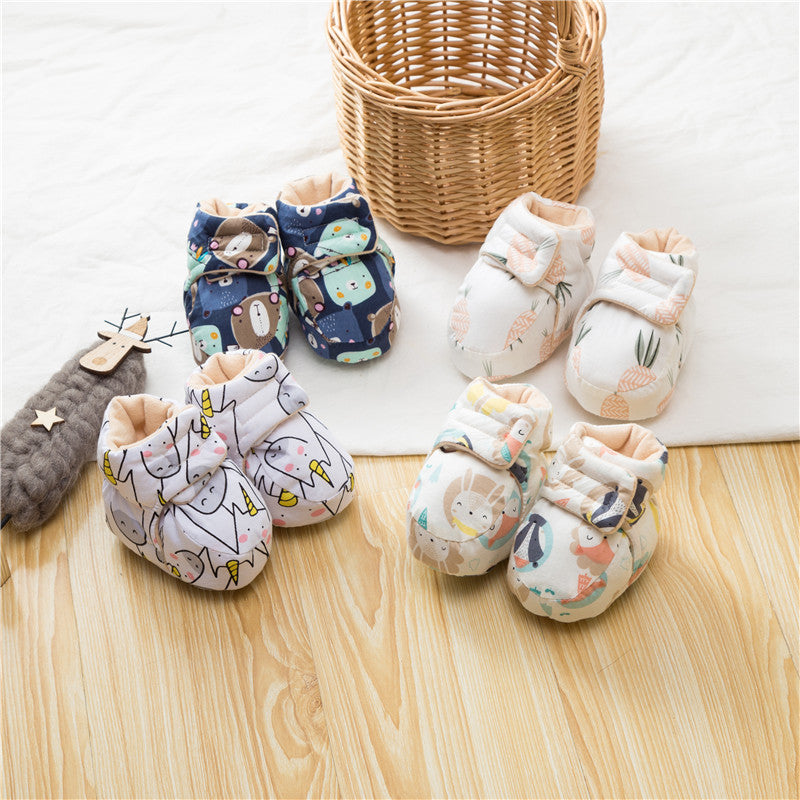 Winter Hot Selling Baby Animals Cartoon Print Fleece-lined Cotton Shoes-3