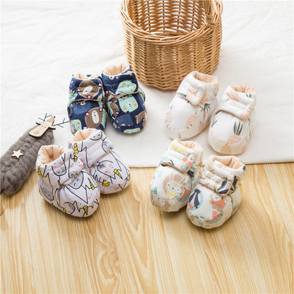 Winter Hot Selling Baby Animals Cartoon Print Fleece-lined Cotton Shoes-3