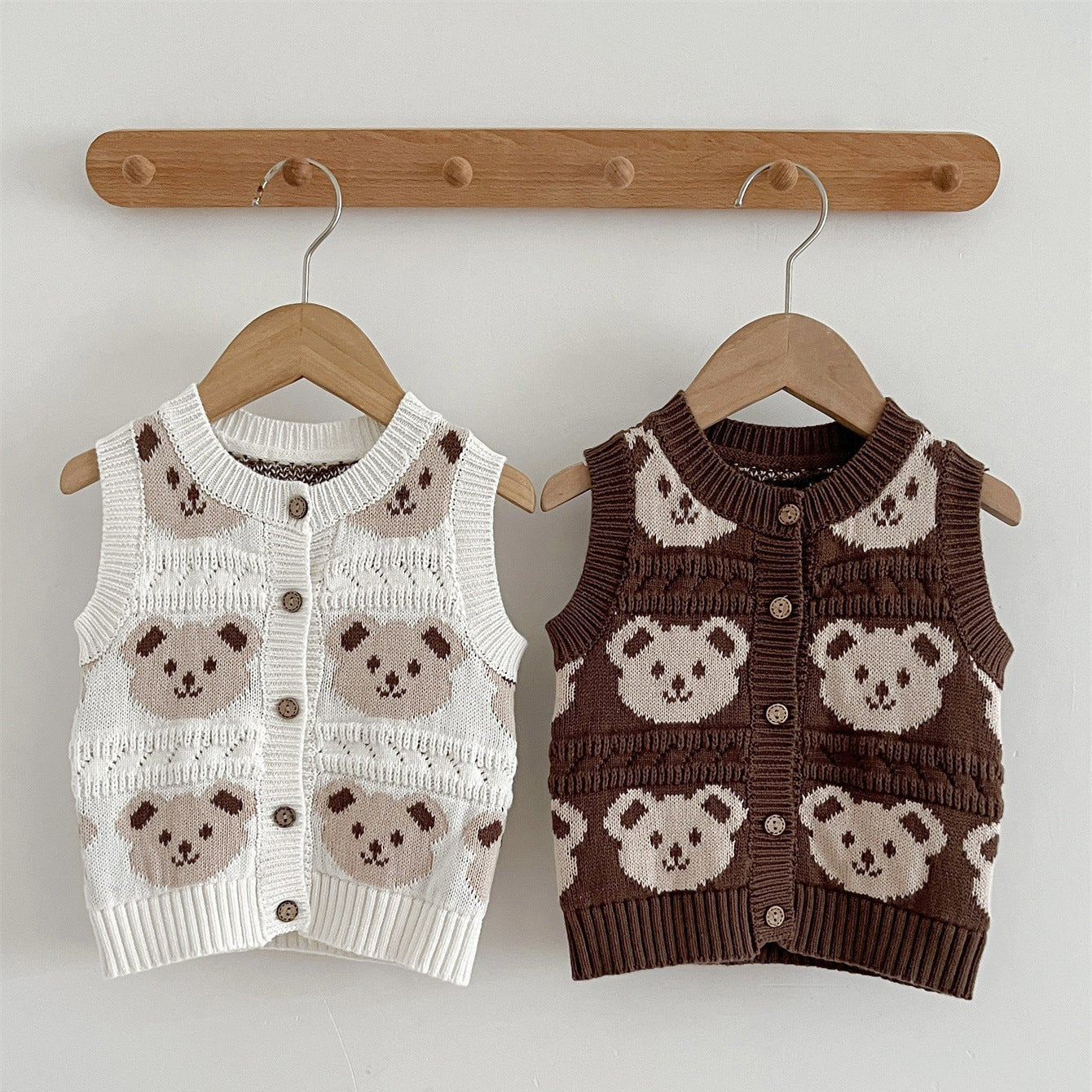 Adorable Infant Baby Kids Knitted Sleeveless Single Breasted Sweater-0