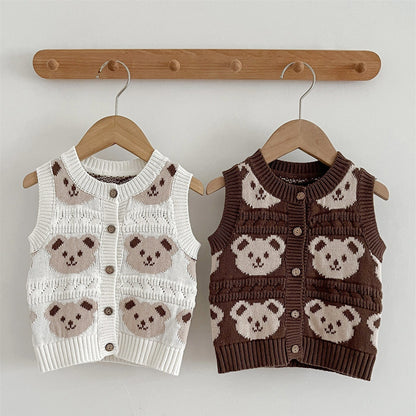 Adorable Infant Baby Kids Knitted Sleeveless Single Breasted Sweater-0