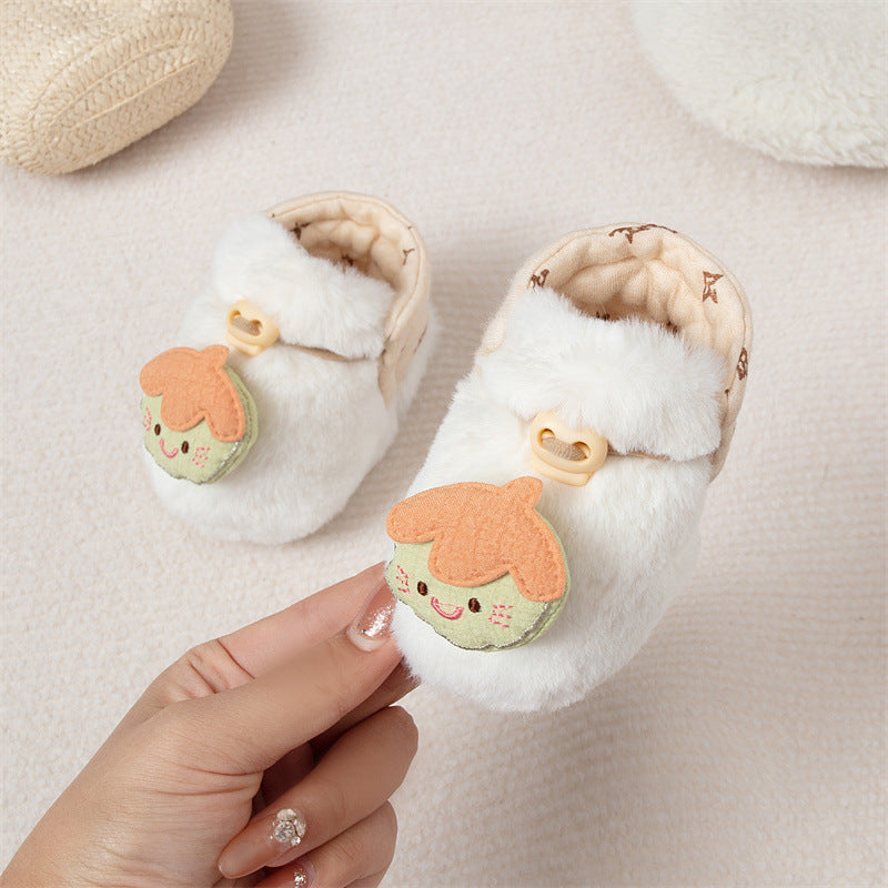 Winter Arrival Baby Animals Cartoon Pattern Anti-slip Fleece-lined Toddler Cotton Shoes-5