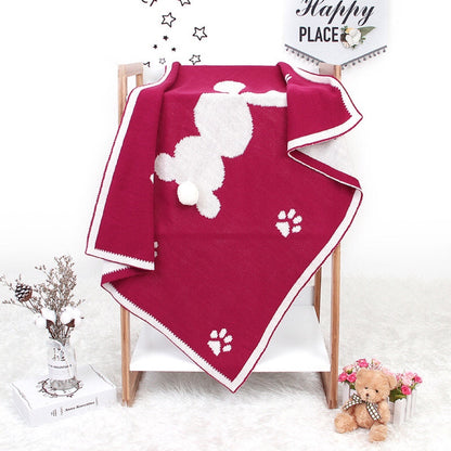 Baby Cartoon Rabbit & Footprints Embroidered Graphic 3D Tail Blanket-8