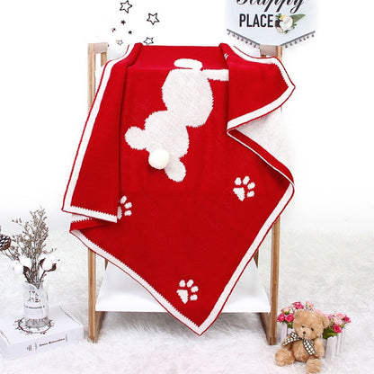 Baby Cartoon Rabbit & Footprints Embroidered Graphic 3D Tail Blanket-10