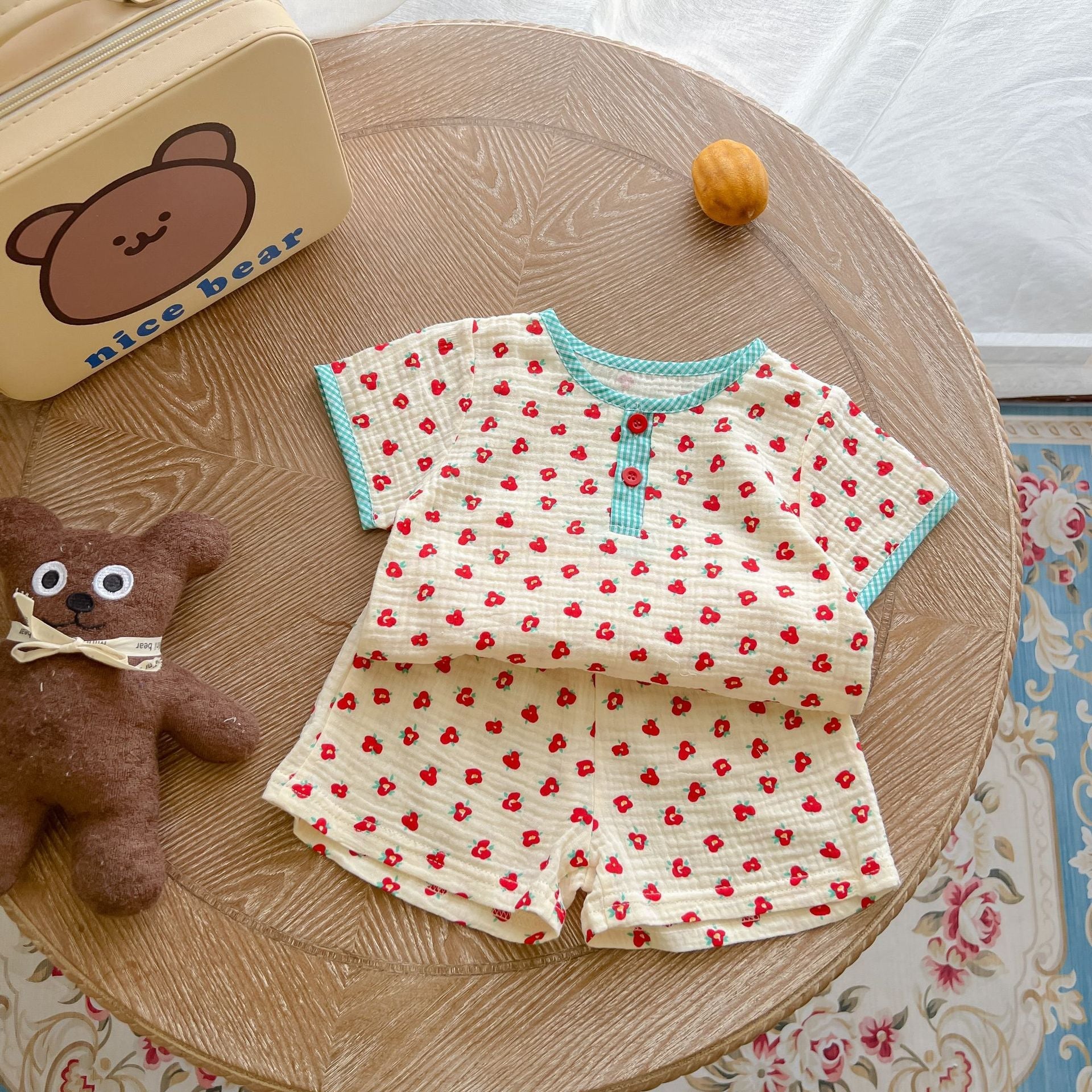 Baby Print Pattern T-Shirt Combo Shorts In Summer Sets-6