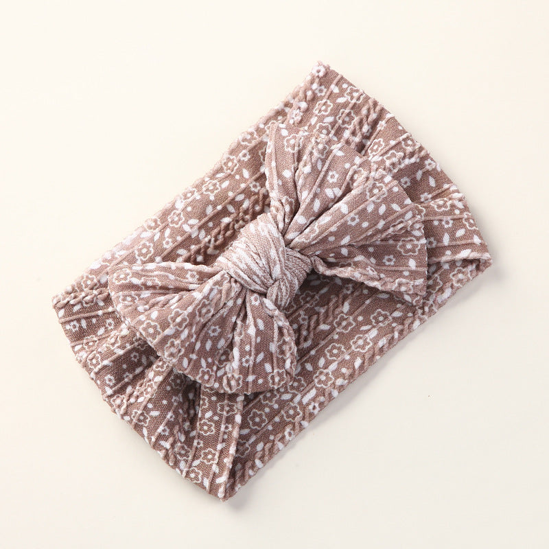 Baby Floral Print Soft Big Bow Headband-5
