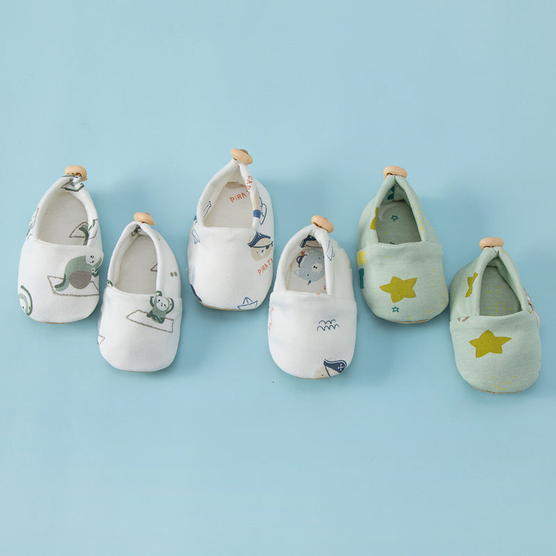 Summer Hot Selling Baby Simple Cartoon Print Soft Sole Anti-slip Shoes with Cotton Fabric-0