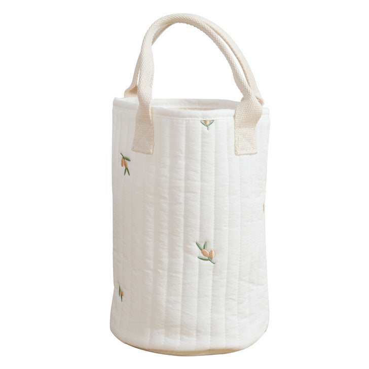 Baby Embroidered Pattern Baby Bottle Storage Mommy Handbag With Compartment-5