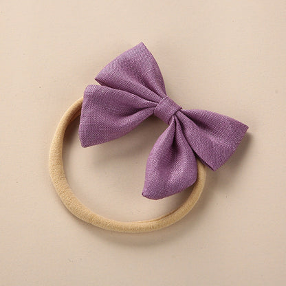 Baby Solid Color 3D Bow Handmade Elastic Headband-5